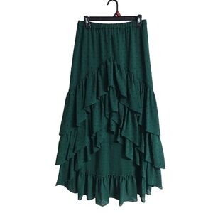 Elegant Green Ruffle Skirt